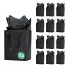 Aosric 12 Pack 8x5x10 Black Gift Bags with Ribbon Handles, Medium Sturdy & Reusable Premium Paper Bags for Boutique Gift, Christmas, Baby Shower, Birthday, Wedding, Party Favors, and Shopping view 1