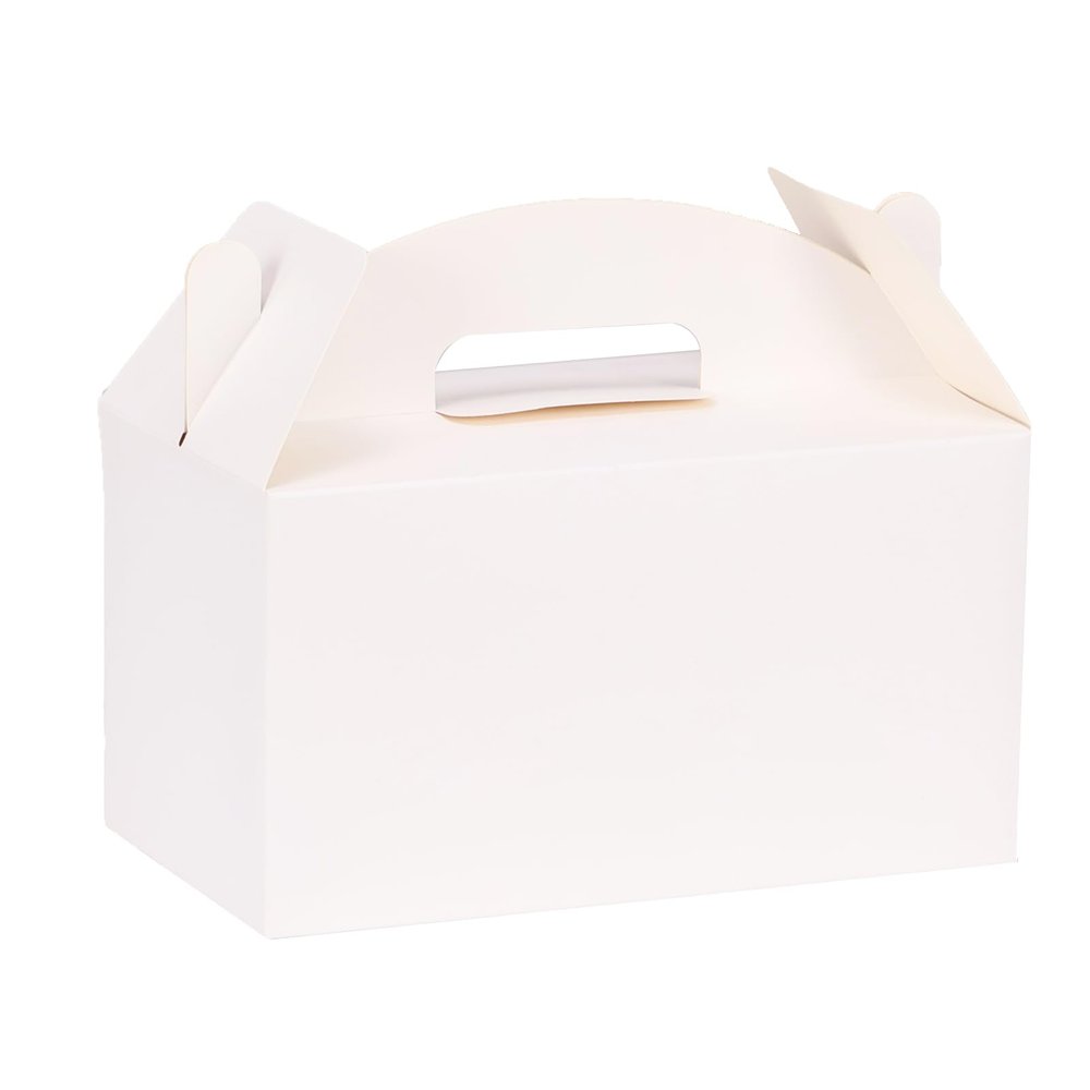 Aosric White Gable Boxes with Handles, 30 Pcs, 9.45"x5"x5" Sturdy & Durable Cardstock Treat Boxes for Party Favor, Kids Birthday, Baby Shower, Wedding, Holidays Gifts