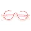 Retro Round Diamond Reading Glasses for Women Stylish Bling Rhinestone Anti Blue Light Computer Readers (pink/clear, 1.0, x) view 1
