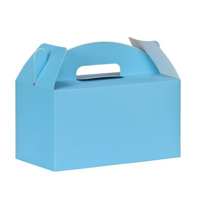 Aosric Blue Gable Boxes with Handles, 30 Pcs, 9.45"x5"x5" Sturdy & Durable Cardstock Treat Boxes for Party Favor, Kids Birthday, Baby Shower, Wedding, Holidays Gifts