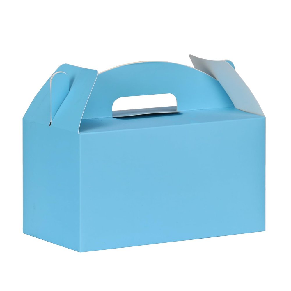 Aosric Blue Gable Boxes with Handles, 30 Pcs, 9.45"x5"x5" Sturdy & Durable Cardstock Treat Boxes for Party Favor, Kids Birthday, Baby Shower, Wedding, Holidays Gifts