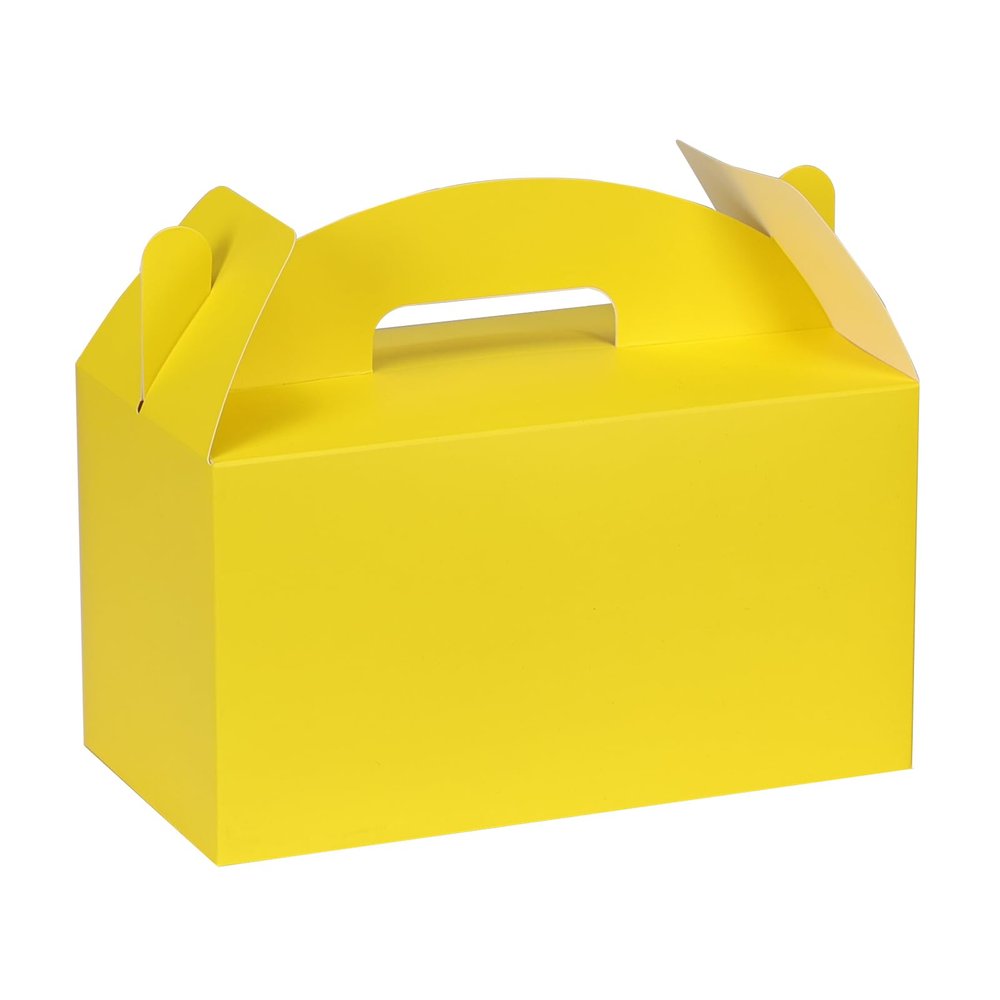 Aosric Yellow Gable Boxes with Handles, 30 Pcs, 9.45"x5"x5" Sturdy & Durable Cardstock Treat Boxes for Party Favor, Kids Birthday, Baby Shower, Wedding, Holidays Gifts