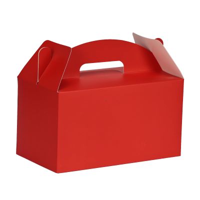Aosric Red Gable Boxes with Handles, 30 Pcs, 9.45"x5"x5" Sturdy & Durable Cardstock Treat Boxes for Party Favor, Kids Birthday, Baby Shower, Wedding, Holidays Gifts