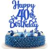 1 Pack Happy 40th Birthday Cake Topper Glitter Star 40 Fabulous Cake Pick Cheers to 40 Cake Decorations for Children 40th Birthday Theme Party Supplies Dark Blue view 1