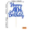 1 Pack Happy 40th Birthday Cake Topper Glitter Star 40 Fabulous Cake Pick Cheers to 40 Cake Decorations for Children 40th Birthday Theme Party Supplies Dark Blue view 2