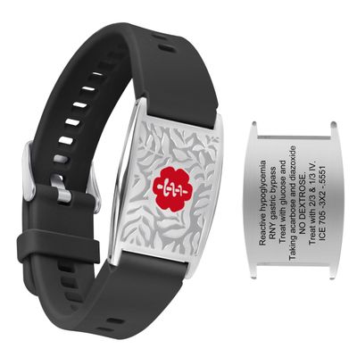 BURISSKY Custom Adjustable Medical Alert Bracelets for Women & Men, Free Engraving Personalized Emergency Identification Medic ID Bracelet Diabetic DNR Waterproof Sport Silicone Wristband