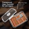 CIGARLOONG Cigar Humidor Large with Cedar Shelves,2 Humidifiers and Hygrometer Storage for 100 Cigars Partition Clear Airtight Cigar Humidor view 4
