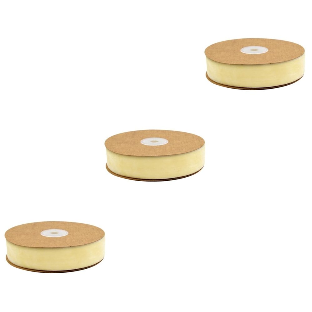 TEHAUX 3rolls Non-Elastic Flocking Ribbon for Crafts Home Decor and Wrapping Elegant Beige Strap for Clothing Hair Accessories and Party Decorations