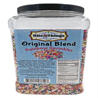 Bits N Things Rainbow Sprinkles | Topping & Decoration | 5 lb. Bulk Container