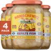 Manischewitz Gefilte Fish in Liquid Broth, 24 oz (4 Pack) | Protein Rich | Kosher for Passover | No MSG view 1