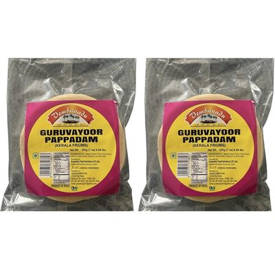 Kerala Guruvayoor Pappadam Lentil Fryums Snack 400gms PACK OF 2 Vembanadu Spicerange.com