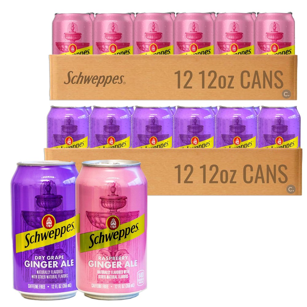 Circle of Drink Dry Grape Ginger Ale (12, 12oz cans) - Raspberry Ginger Ale (12, 12oz cans) - Variety Pack - Refreshingly Delicious - 24, 12oz Cans Total
