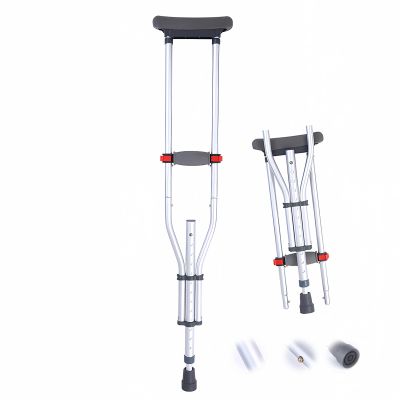 1 Pair Crutches, Adjustable Height Aluminum Lightweight Underarm Crutches with Underarm Pads, 220 LBS Capacity