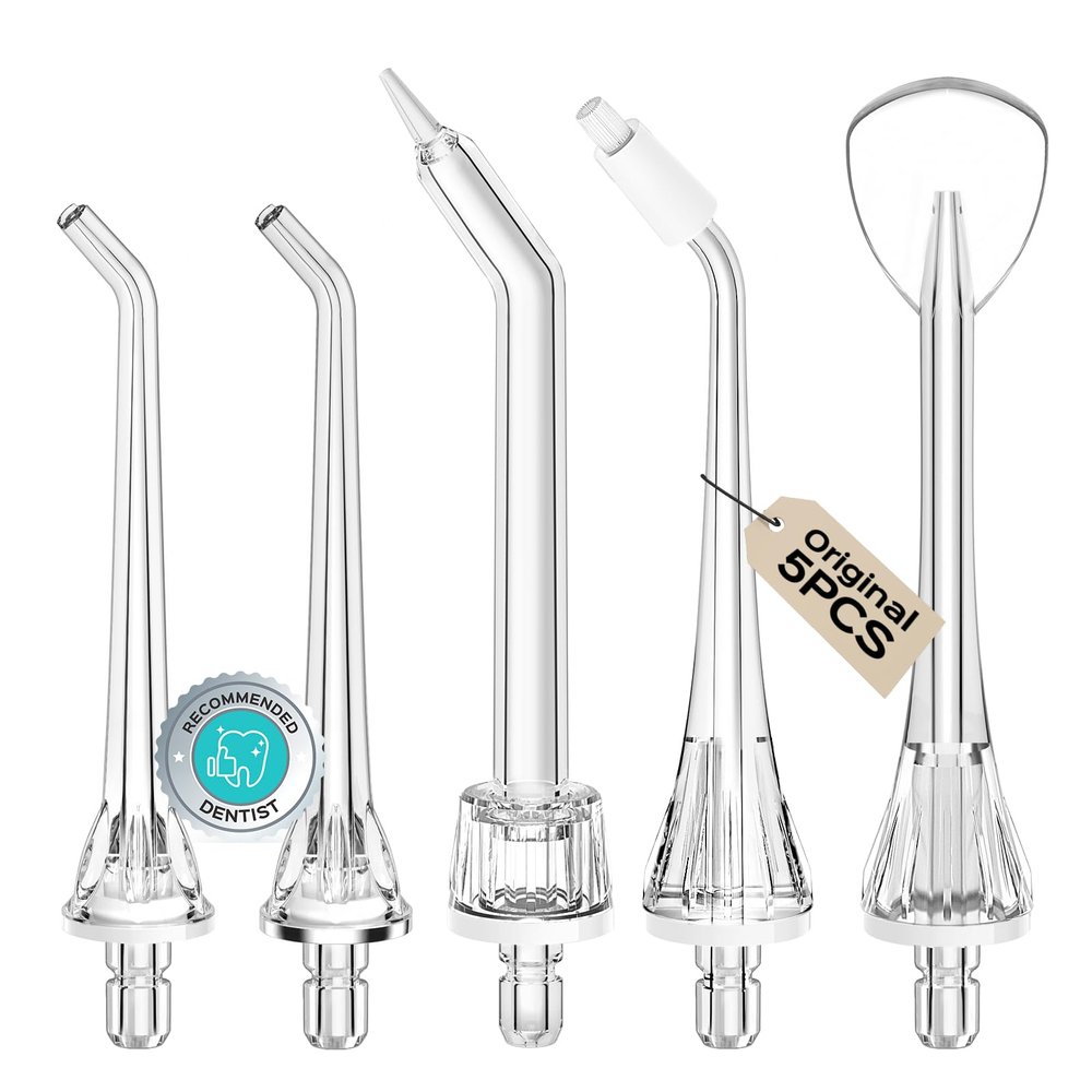 COSLUS Original Water Flosser Replacement Tips: Replacement Heads Compatible with COSLUS, Aquasonic, Nicwell, Oralfree, WELLFINE, Hangsun, Tovendor Water Dental Pick, Flosser Accessory, 5 Mix Jet Tips