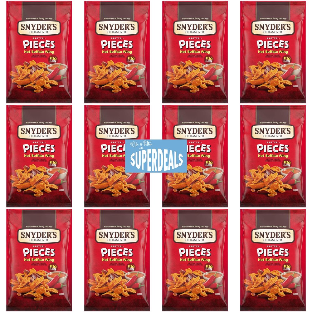 Snyder's of Hanover Pretzel Pieces, Hot Buffalo Wing, 2.25 Oz Pack of 12 bundled by SUPERDEALS with mystery gift in every order