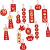 16pcs Spring Festival Bonsai Hangings Pendants Chinese New Year Hanging Ornament Spring Festival Fu Characters Pendant for Chinese New Year Tree Party Decoration - B view 3