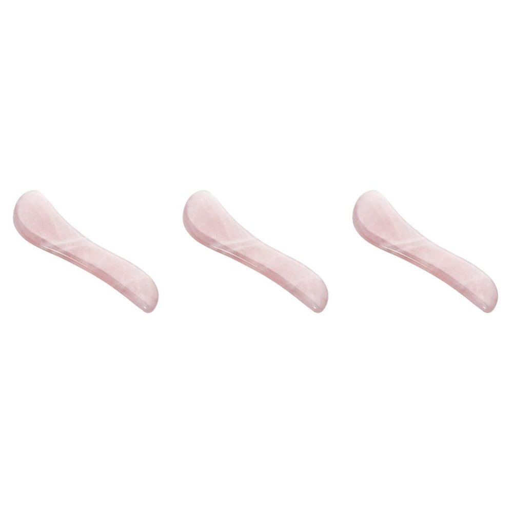 Healeved 3pcs Spa Acupuncture Therapy Tool Handmade Natural Quartz Facial Massager Gua Sha Scrapper