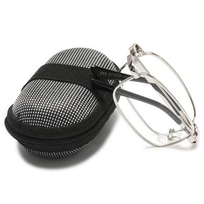 ALKAHE Folding Reading Glasses Men Women Metal Full Rim Foldable Up Reader Aid Eyeglasses with Case Silver 3.0