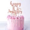 10th Anniversary Cake Topper Gold Glitter,10th Anniversary Cake Topper 10 Wedding Anniversary Party Decoration Ideas, Premium Quality Rose gold view 3