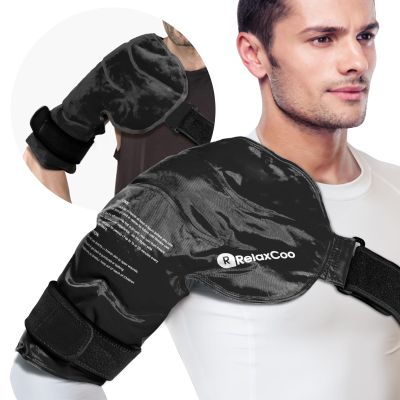 RelaxCoo XL Shoulder Ice Pack Rotator Cuff Cold Therapy, Reusable Gel Ice Wrap for Shoulder Injuries & Pain Relief, Bursitis, Tendonitis, Swelling, Recovery for Man and Women Black