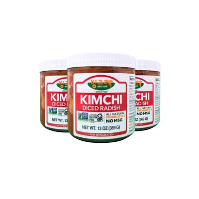 BINGGRE DICED RADISH KIMCHI 13OZ FRESH KOREAN KIMCHEE IN KIM CHI kimichi MOTHER MILD CHEE TEMPEH DAIKON PICKLES WHITE RADISH TWINS JONGGA RAMEN ORGANIC VEGAN NAPPA LAWS MAMA