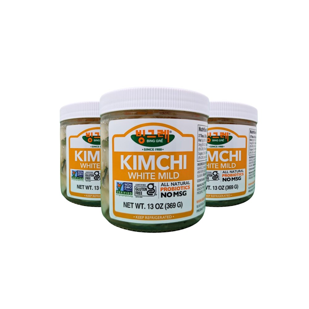 BINGGRE WHITE MILD NAPA CABBAGE KIMCHI 13OZ FRESH KOREAN KIMCHEE IN KIM CHI kimichi  MOTHER CHEE TEMPEH DAIKON PICKLES RADISH TWINS JONGGA RAMEN ORGANIC VEGAN NAPPA LAWS MAMA 