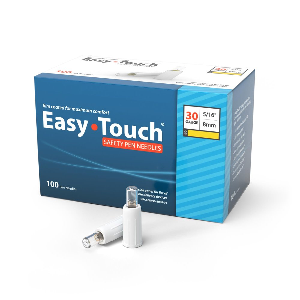 Easy Touch Safety Pen Needles, 30G, 5/16 inch (8mm), 100 Count