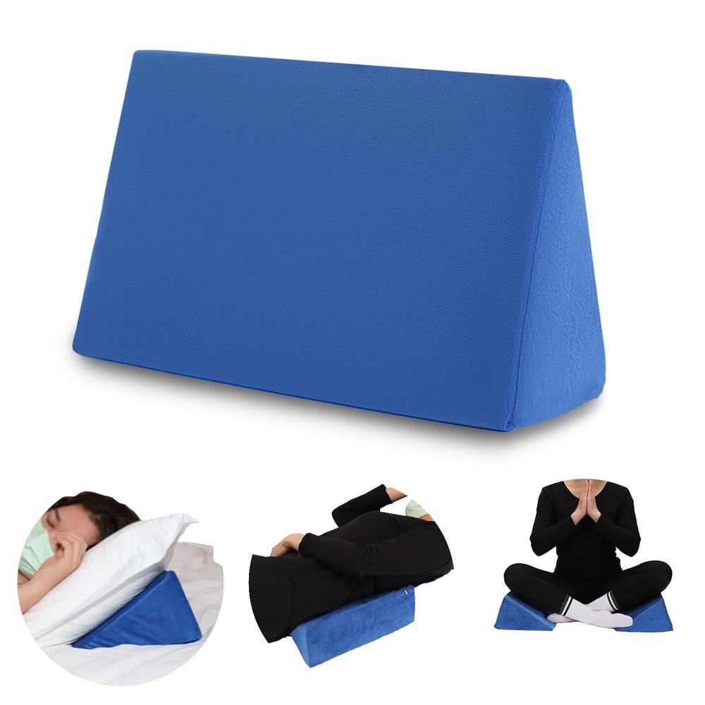 Zantle Small Wedge Pillow, Wedge Pillow for Bed Sores, Positioning Pillow, Positioning Wedge, Mini Pillow for Laptop and Yoga, Small Foam Wedge for Chair (1 Unit, Blue)