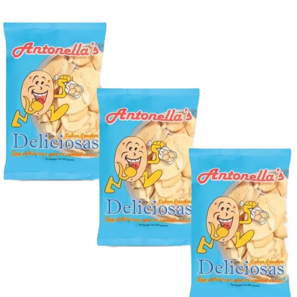 Antonella's Crackers Cuban Galletas Cubanas 7 oz (226 gr) 3 Pack