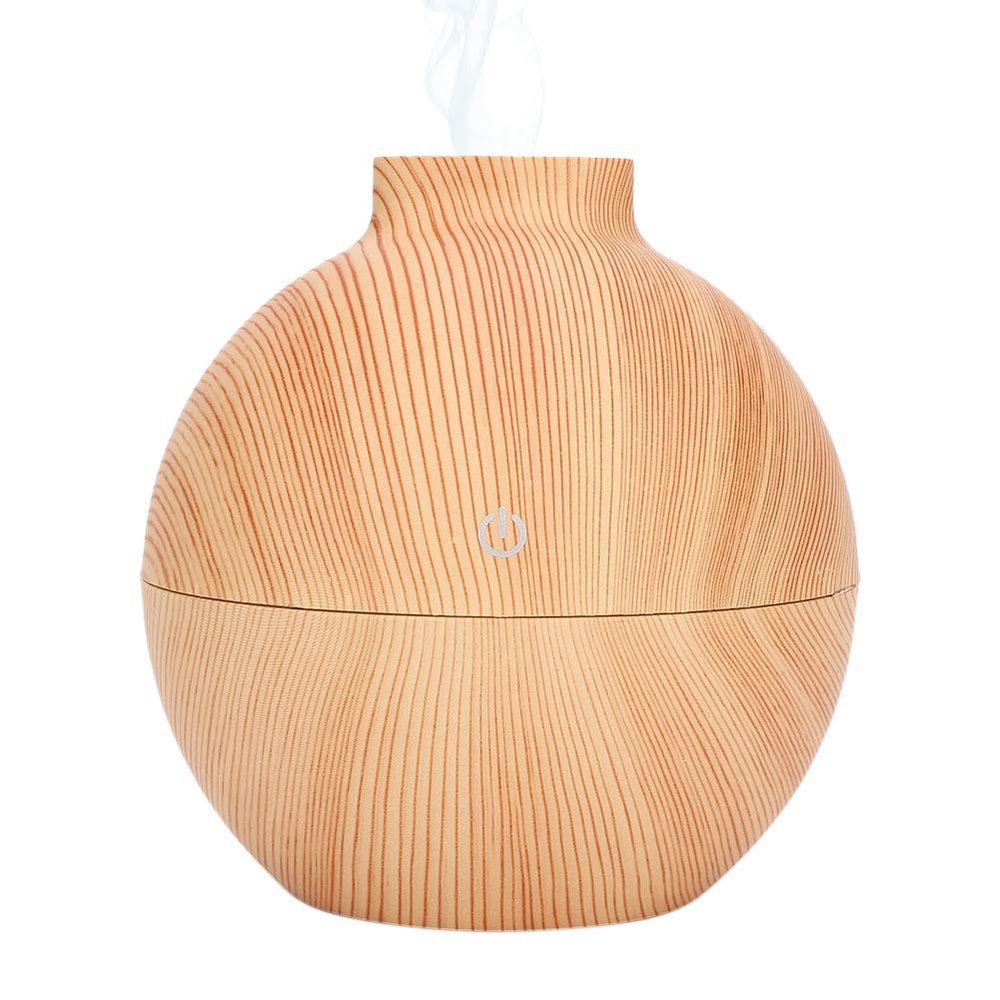 130ml Essential Oil Diffuser, USB LED Mini Essential Oil Diffuser, Office Desktop Humidifier, Ultrasonic Essential Oil Diffusers for Bedroom, Yoga, SPA (Light Wood Grain)
