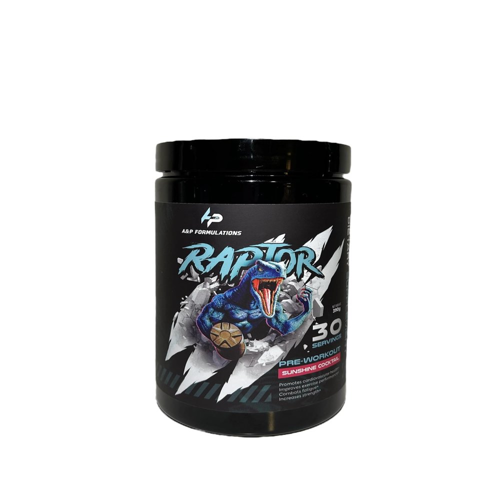 A&P Formulations Raptor Pre-Workout Powder for Men & Women/Pump, Energy, Performance/ 350mg Caffeine /100mg S7/400mg Yerba Santa/Citrulline+ Beta Alanine/ 30 Servings (Sunshine Cocktail)