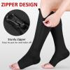 Ailaka 3 Pairs Compression Socks with Zipper, 15-20 mmHg Medical Knee High Compression Socks for Men Women, Open Toe Socks for Varicose Veins, Edema, Recovery, Black+beige+black Copper view 2