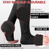 Ailaka 3 Pairs Compression Socks with Zipper, 15-20 mmHg Medical Knee High Compression Socks for Men Women, Open Toe Socks for Varicose Veins, Edema, Recovery, Black+beige+black Copper view 3