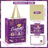 1Pc Purple Gold Graduation Gift Bag with Tissue Paper and Cards 13'' Purple Gold Congrats Grad Gift Wrapping Bag Treat Bag Class of 2025 Graduation Gift Favors Bag for Senior Junior College Graduates view 2