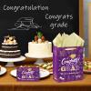 1Pc Purple Gold Graduation Gift Bag with Tissue Paper and Cards 13'' Purple Gold Congrats Grad Gift Wrapping Bag Treat Bag Class of 2025 Graduation Gift Favors Bag for Senior Junior College Graduates view 3