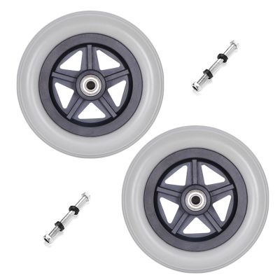1 Pair 6/7/8" Wheelchair Replacement Wheels, PU Solid Wheelchair Front Wheels Assembly with 5/16" (8 mm) Bearing for Disabled Old People Wheelchair (Size : 6inch)