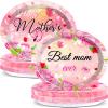 Qyeahkj 50 PCS Mother's Day Oval Paper Plates - Large 11' Disposable Party Decorations - Best Mom Ever Supplies - Favor for Happy Mother's Day Party Tableware Set view 1