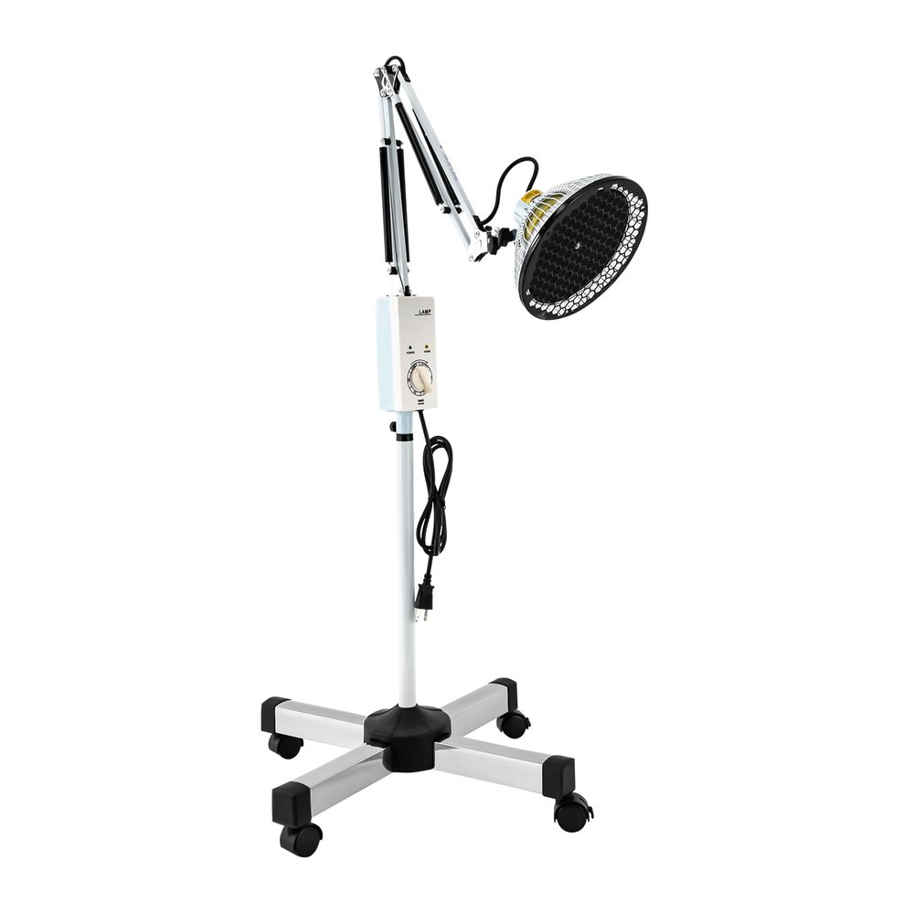 Infrared Heat Lamp, 110V/250W Height Adjustable Standing Far Infrared Lamp with Wheels Pain Relief Light Infrared Light Rotating Therapy Light