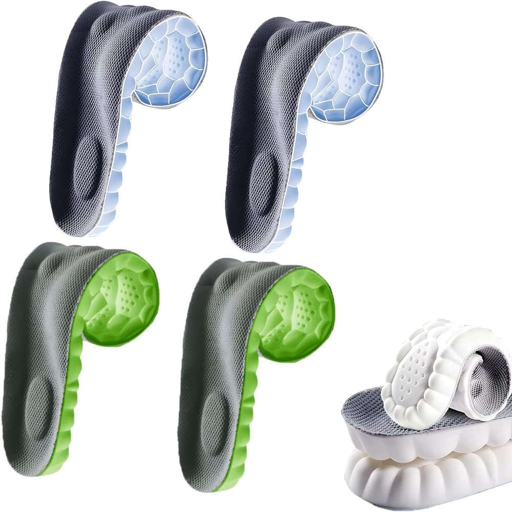 4Pairs 4D Constant Temperature Comfort Starter U-Shape Insoles, Memory Foam Insoles, Soft Breathable High-Elastic Shock-Absorbing Insoles (41-42,B)