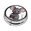 Pill Case Round Pill Box 3 Compartment Pill Organizer Grey Rat Small Pill Case Waterproof Medicine Organizer Box for Travel Pill Containers Vitamin Organizer for Medication Planner view 4