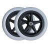 2 Pcs 6/7/8" Wheelchair Front Wheels Assembly for Disabled Old People Wheelchair, Polyurethane Anti-Slip Solid Tire with 5/16" (8 mm) Bearing (Color : Black, Size : 7") view 1