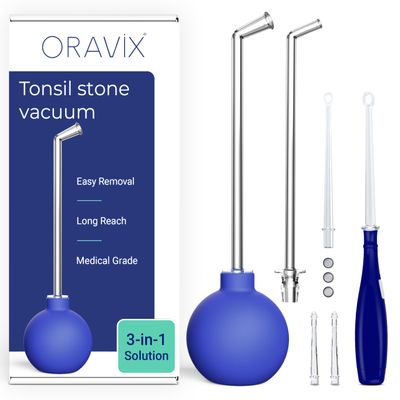 Oravix Tonsil Stone Vacuum, Tonsil Stone Remover Vacuum Suction, Tonsil Stone Cupping Tool, Tonsil Stone Removal Tool with Suction, Tonsil Stones Removal Vacuum, Tonsil Stone Extractor - 3 in 1 Kit