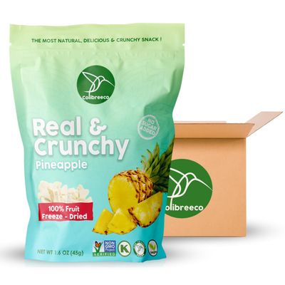 Colibreeco, Freeze-Dried Fruit, Pineapple, 1.6 Ounce (Pack of 8), Real and Crunchy, Non-GMO, Kosher and Vegan, 100% Fruit, No Sugar Added, Excellent for Healthy Snacks and Gluten Free.