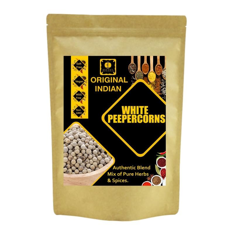 EDZZEL Unique Premium Indian Organic White Peppercorns Plant Based, Vegan, Gluten Free-100 GRAM (Pack Of 1)