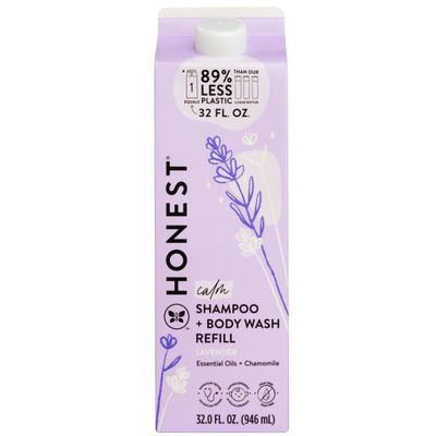 The Honest Company 2-in-1 Cleansing Shampoo Body Wash Refill Carton Gentle for Baby, Naturally Derived, Tear-free, Hypoallergenic, Lavender Calm, 32 fl oz