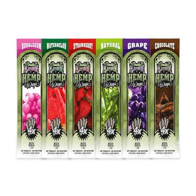 The Original Double Platinum Wraps - Trial Pack! - 4 Wraps & 4 Filters per Pouch 6 Pouches 24 Wraps total - Bubblegum, Watemelon, Strawberry, Natural, Grape, Chocolate