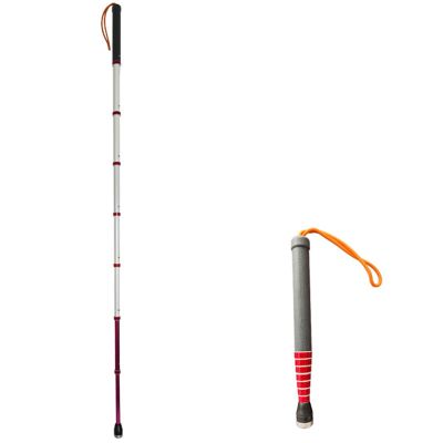 Tavkomco Telescopic Blind Cane - Titanium Alloy Walking Cane with Warning Reflective Film,for The Blind or Visually Impaired Mobility Aids Assist Tool(A,128cm/50.4in)