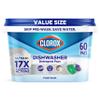 Clorox Ultra+ Dishwasher Detergent Pacs, 60 Count, Stain Fighting, No Prewash Needed, Removes Burnt-on Food, Crisp Fresh Scent Pods - Packaging May Vary view 1