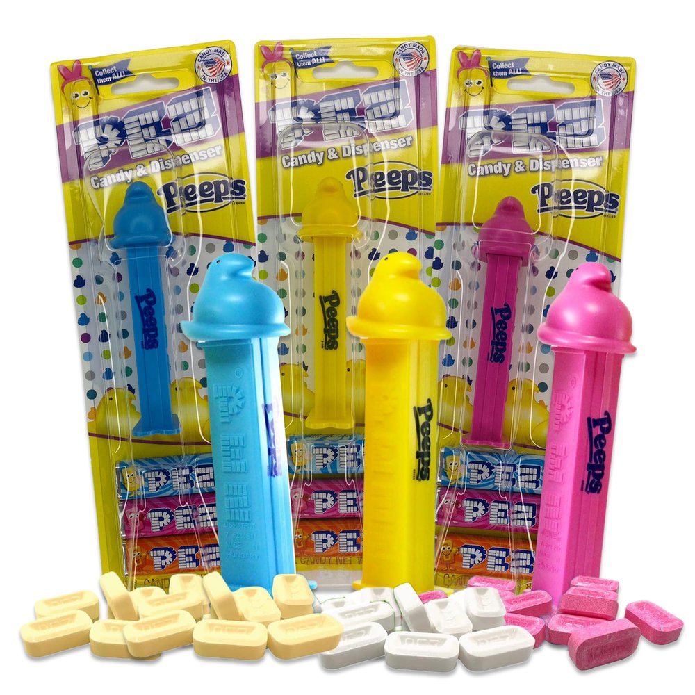 Snackivore Peeps Easter Pez Candy Dispenser 3 Pack. Easter Pez Dispensers Bulk, Bulk Pez Dispensers, Easter Peeps Candy, Easter Candy Tubes, Easter Candies Bulk, Easter Basket Candy.