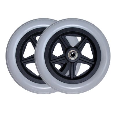 2 Pcs 6/7/8" Wheelchair Front Wheels Assembly for Disabled Old People Wheelchair, Polyurethane Anti-Slip Solid Tire with 5/16" (8 mm) Bearing (Color : Gray, Size : 8")